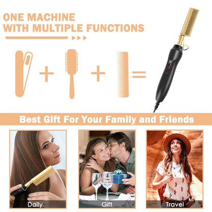 Comb Hair Straightener and Curling Iron